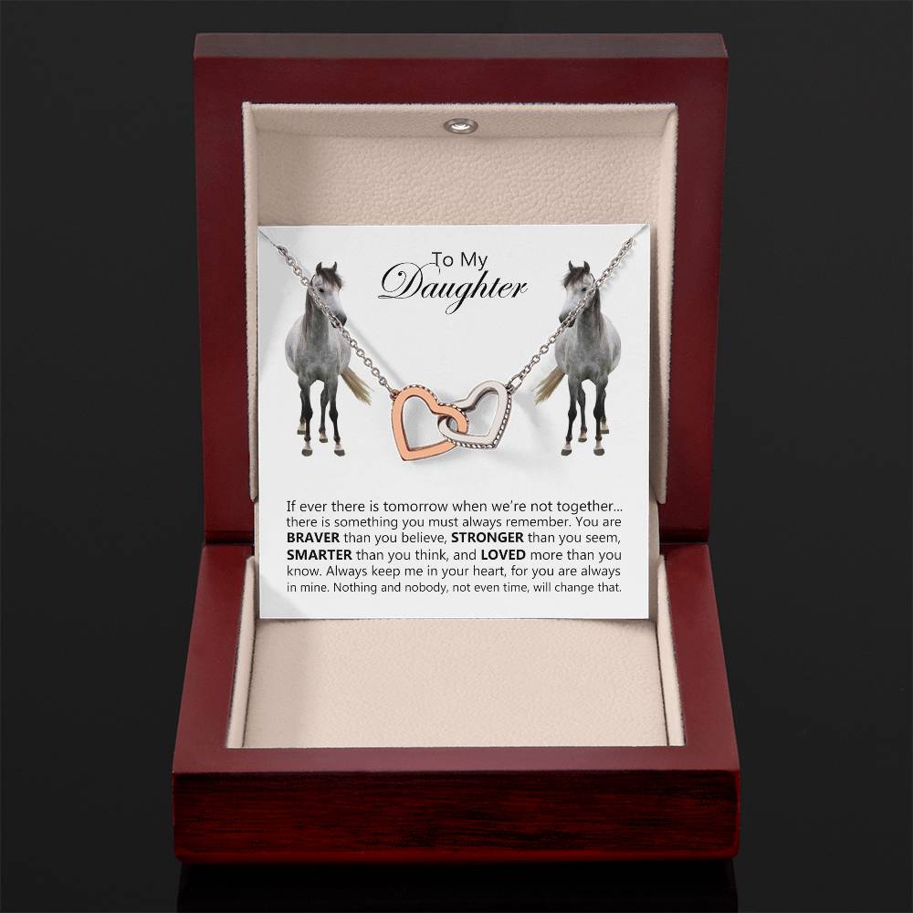 To My Daughter Horse Interlocking Hearts Necklace