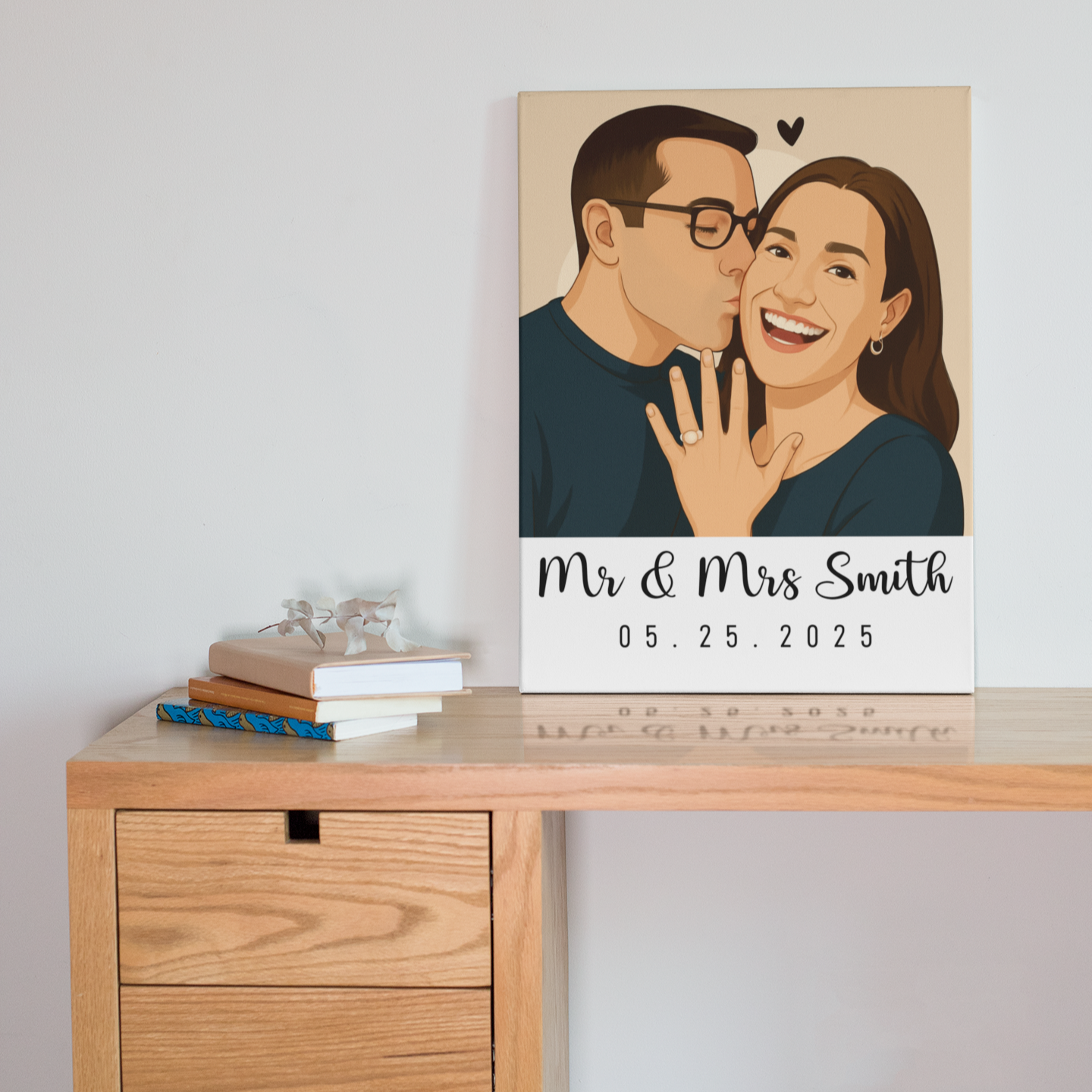 Custom Painted Couple Portrait Premium Gallery Wrapped Canvas – Personalized Photo Canvas Gift