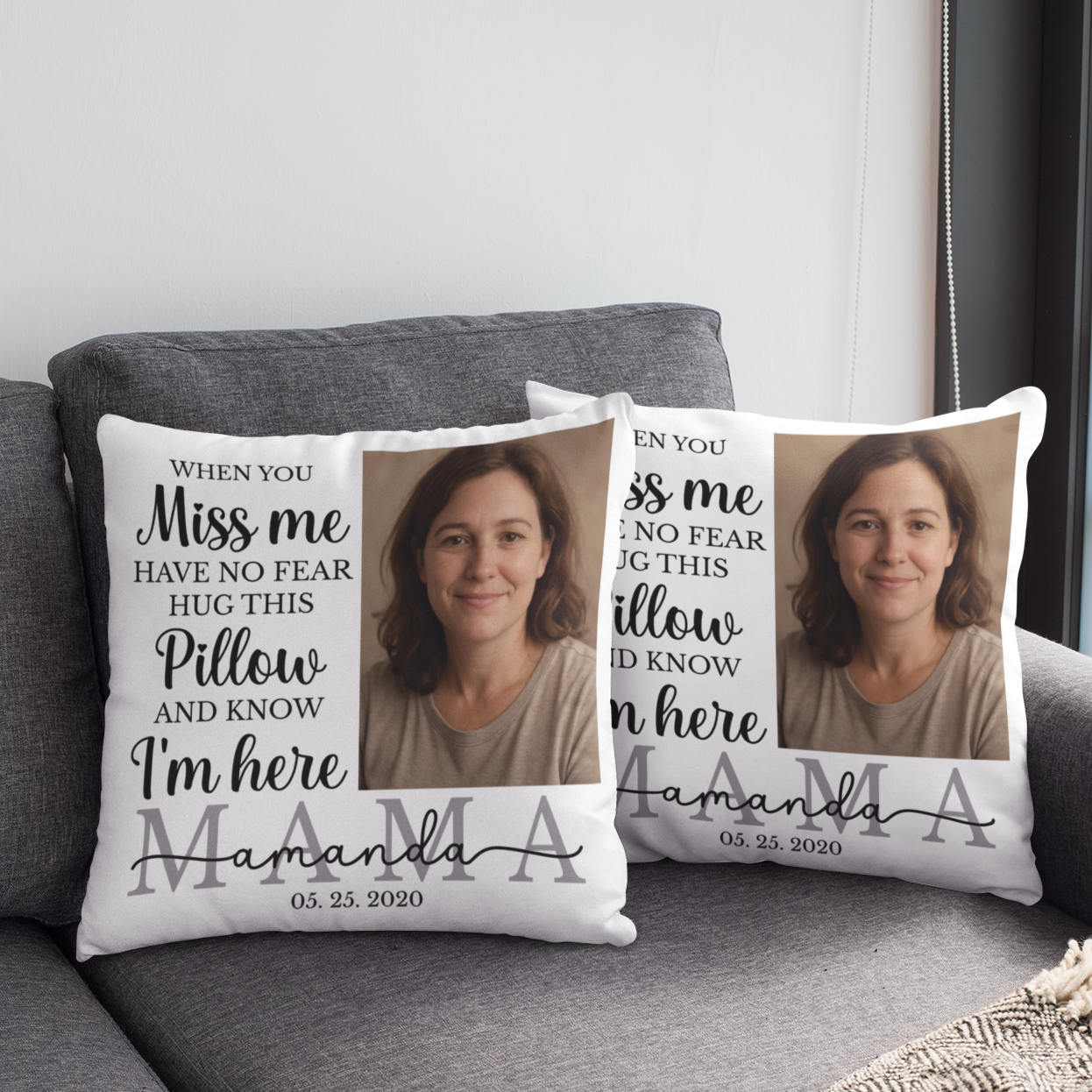 Custom Memorial Pillow for Mom – Personalized Remembrance Gift with Photo, Name & Date