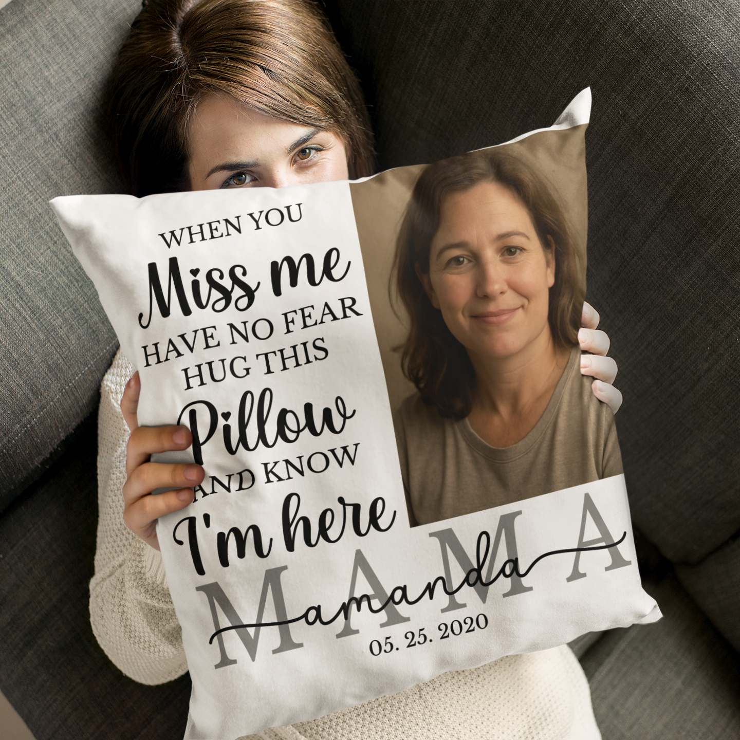 Custom Memorial Pillow for Mom – Personalized Remembrance Gift with Photo, Name & Date
