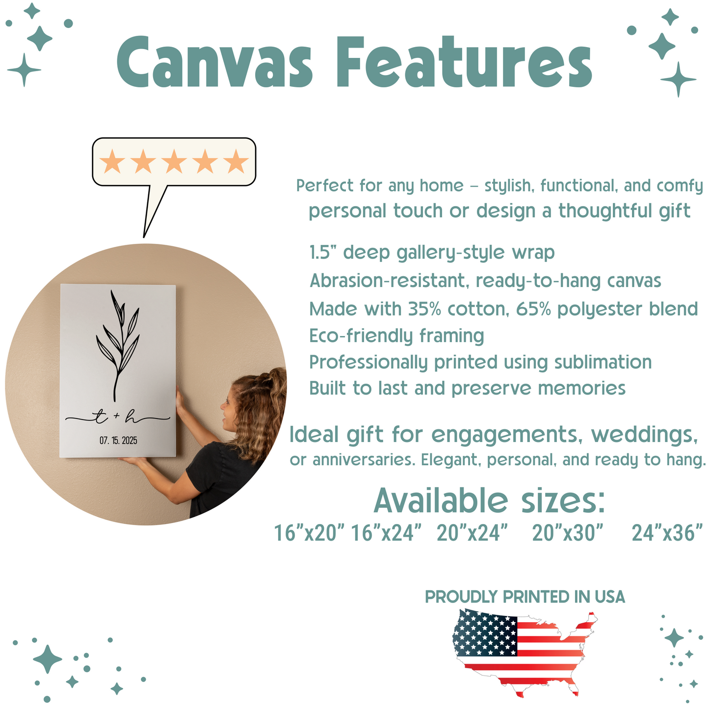 Personalized Couple Initials Canvas Art – Wedding & Anniversary Date