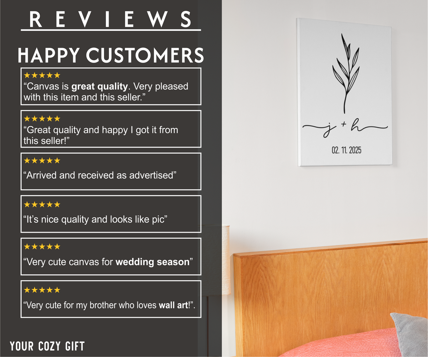 Personalized Couple Initials Canvas Art – Wedding & Anniversary Date