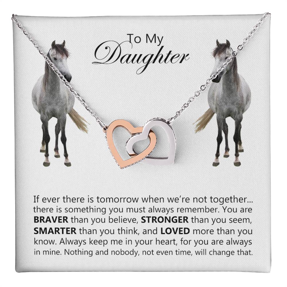 To My Daughter Horse Interlocking Hearts Necklace