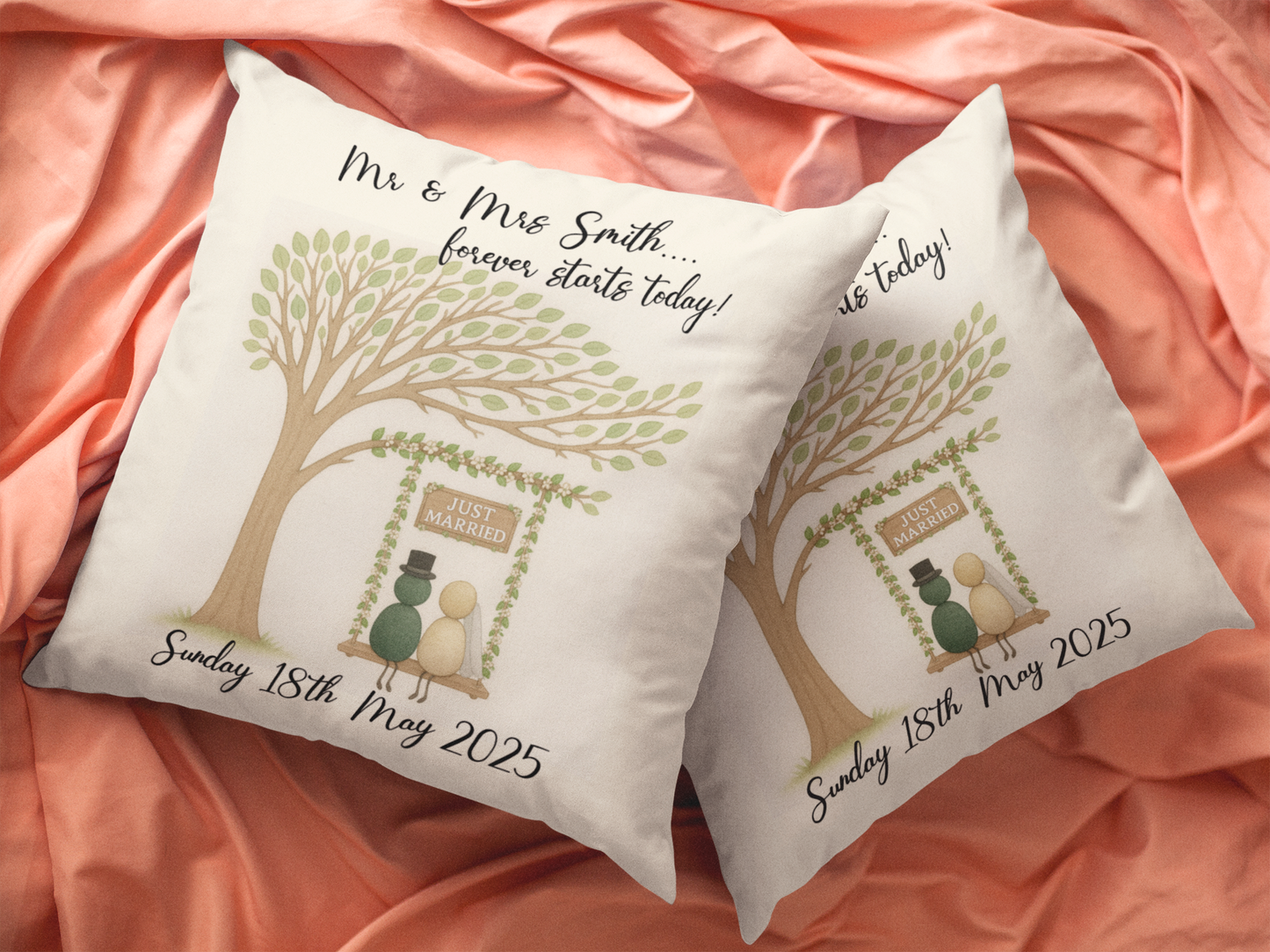 Just Married Personalized Pillowcase, Mr & Mrs Wedding Keepsake Pillowcase, Mr & Mrs Gift with Date