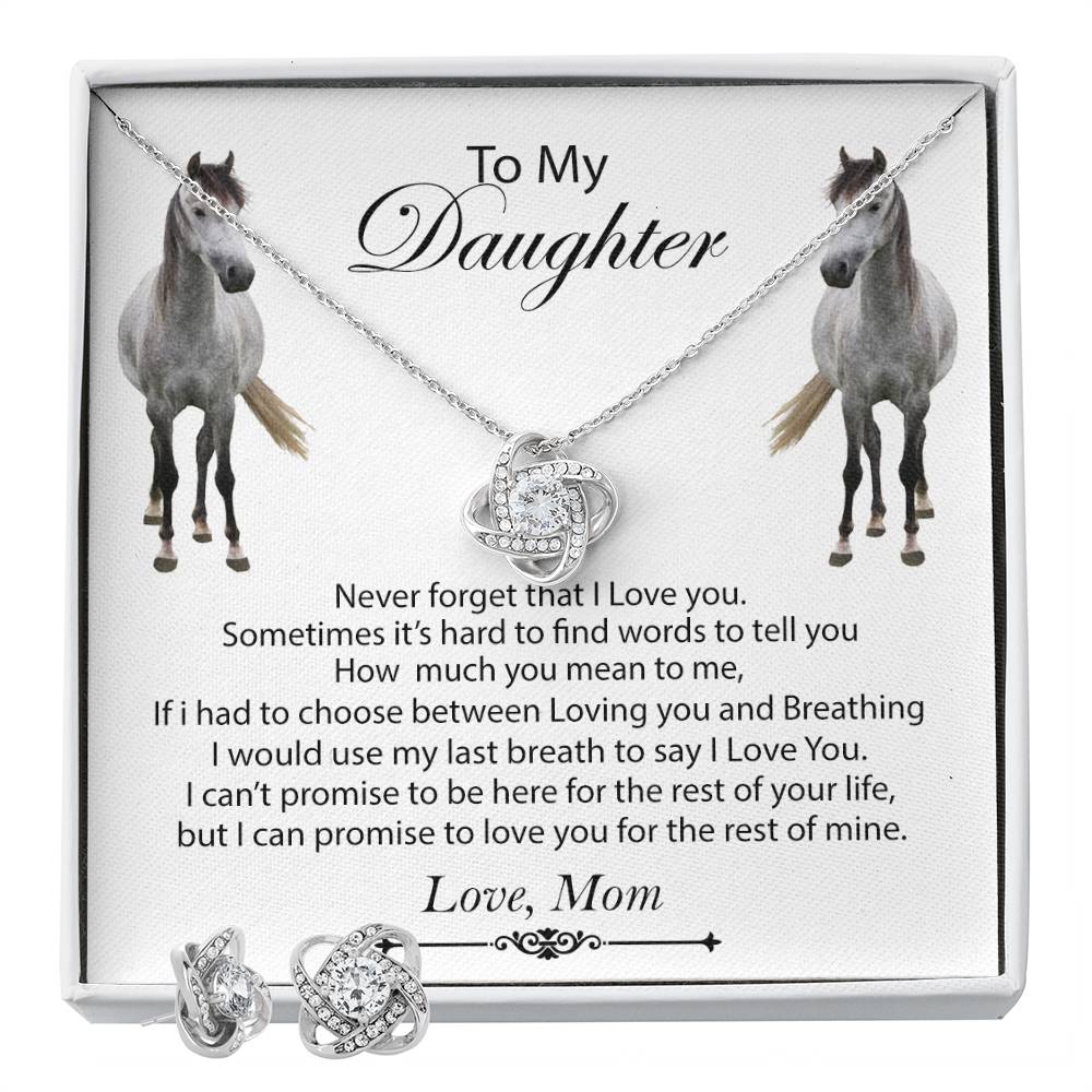 To My Daughter Love Knot Necklace & Earring Set Gift