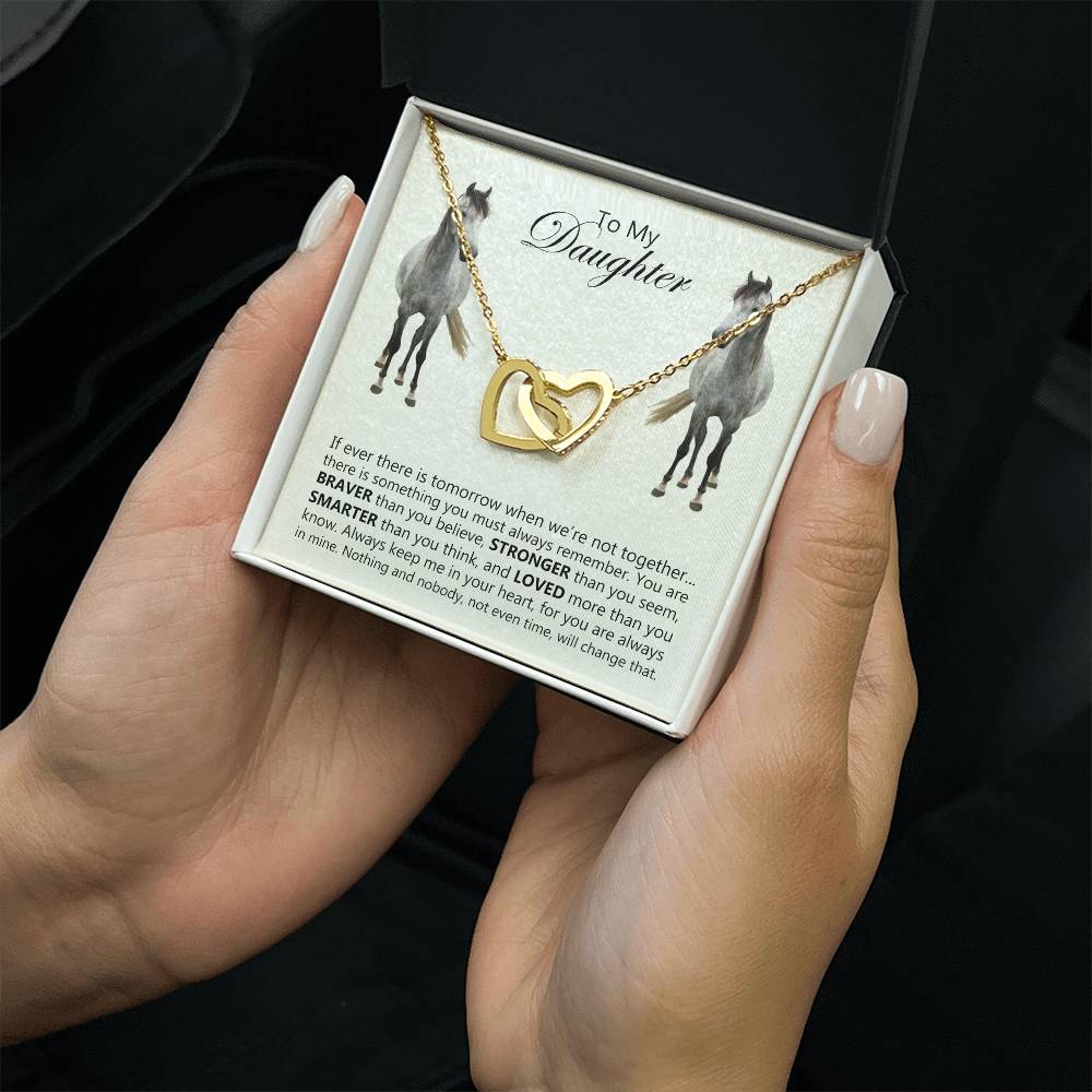 To My Daughter Horse Interlocking Hearts Necklace