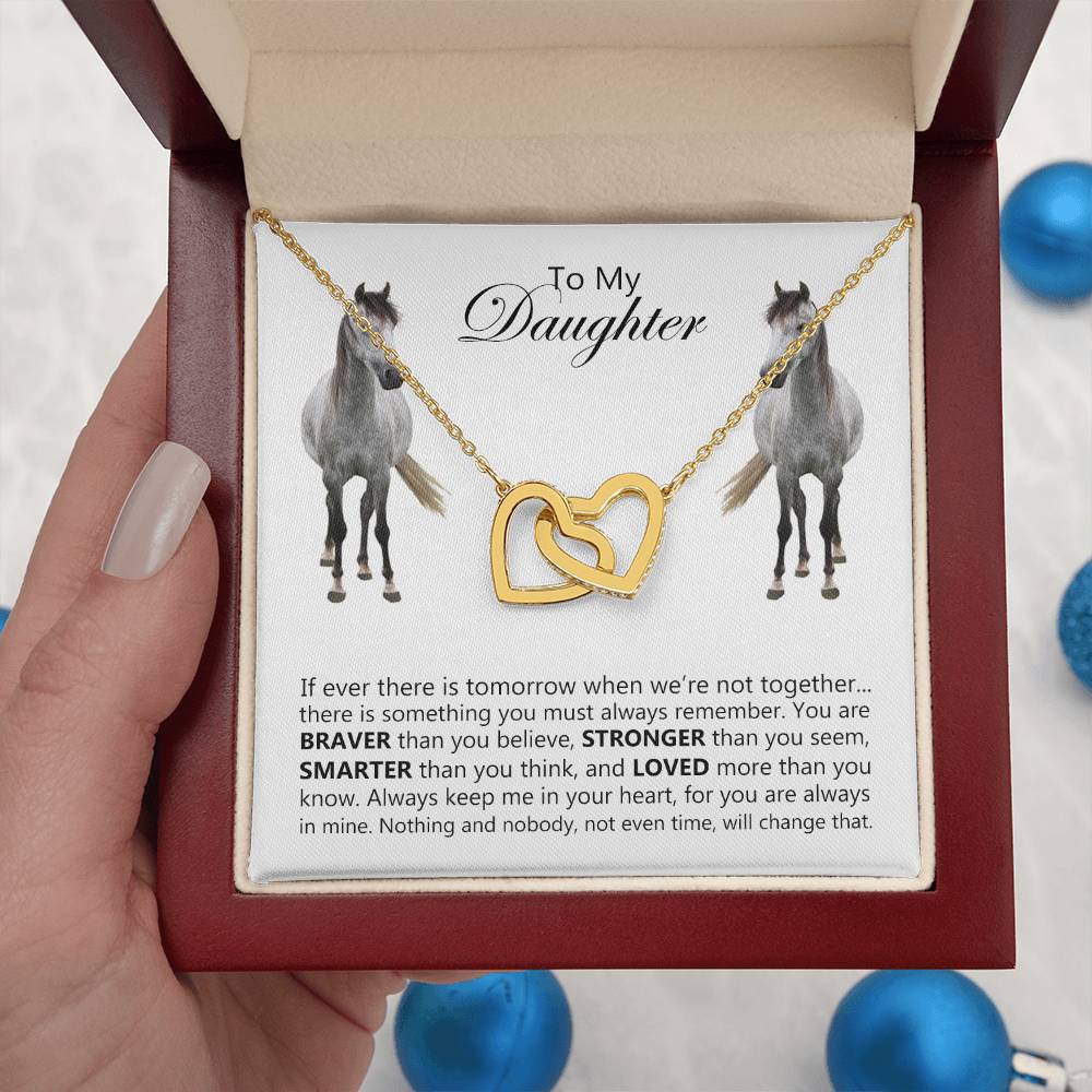To My Daughter Horse Interlocking Hearts Necklace