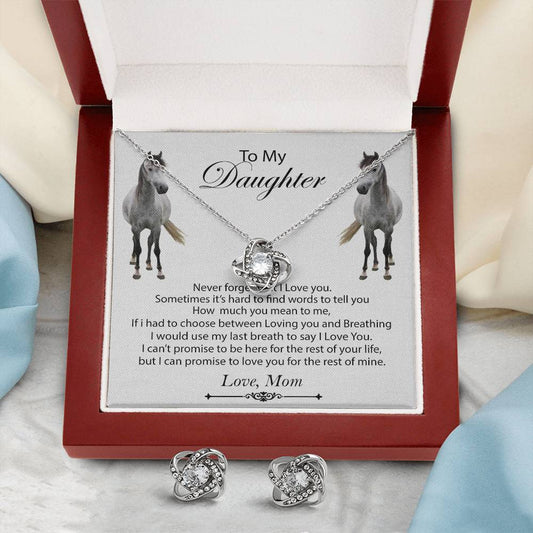 To My Daughter Love Knot Necklace & Earring Set Gift
