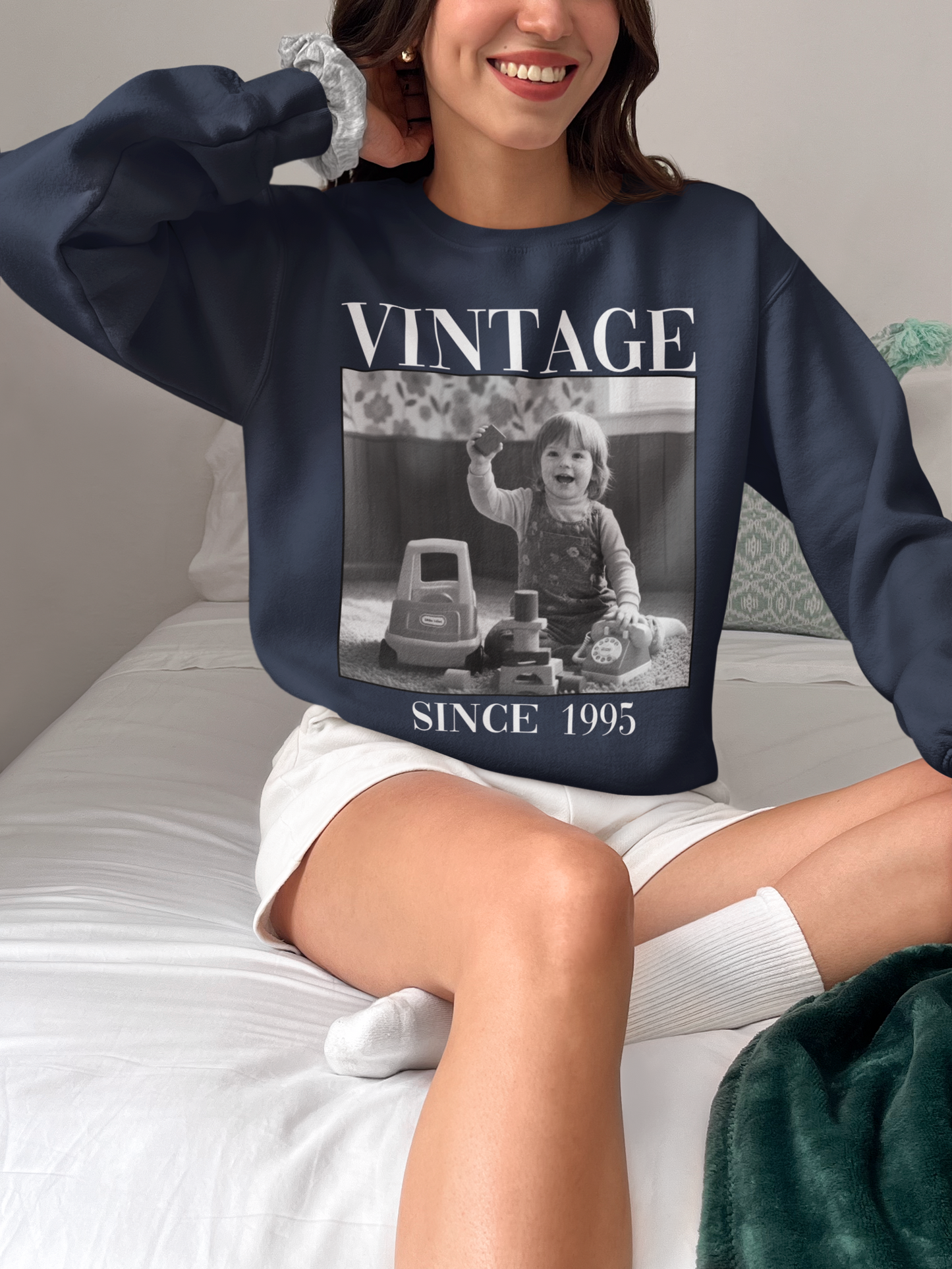 Personalised Vintage Photo Sweatshirt, Custom Photo Birthday Shirt, Vintage 30th Birthday Shirt, 40th Birthday Gift, Vintage 1995 Sweatshirt