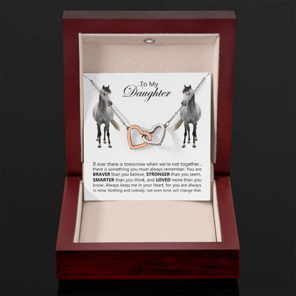 To My Daughter Horse Interlocking Hearts Necklace
