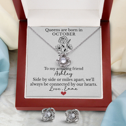Personalized Queens are Born in December Friendship Necklace with Birth Flower Message Card