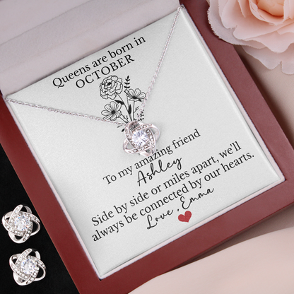 Personalized Queens are Born in December Friendship Necklace with Birth Flower Message Card