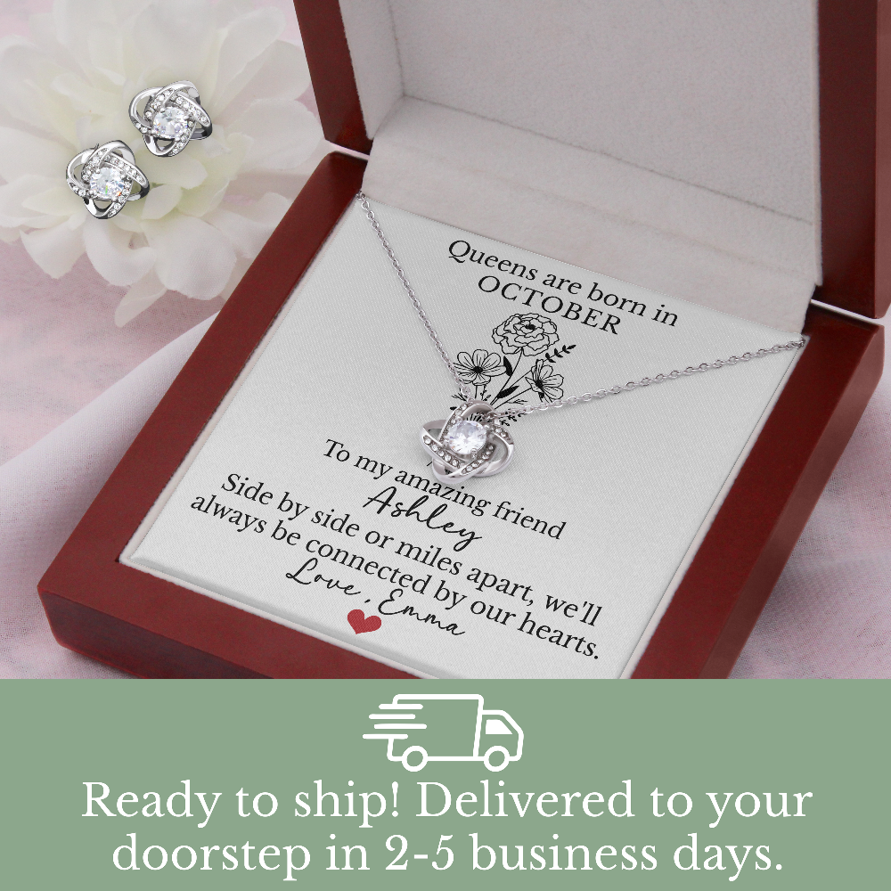 Personalized Queens are Born in December Friendship Necklace with Birth Flower Message Card