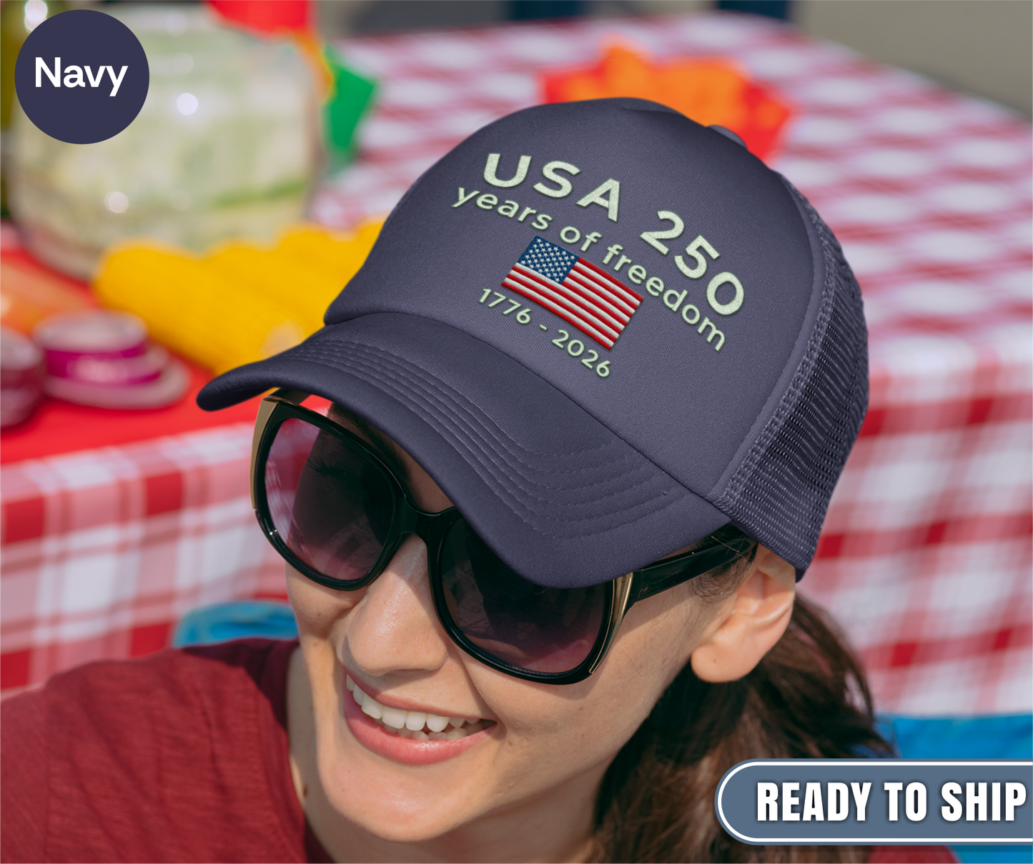 USA 250 Years Of Freedom 1776 2026 Patriotic Trucker Cap