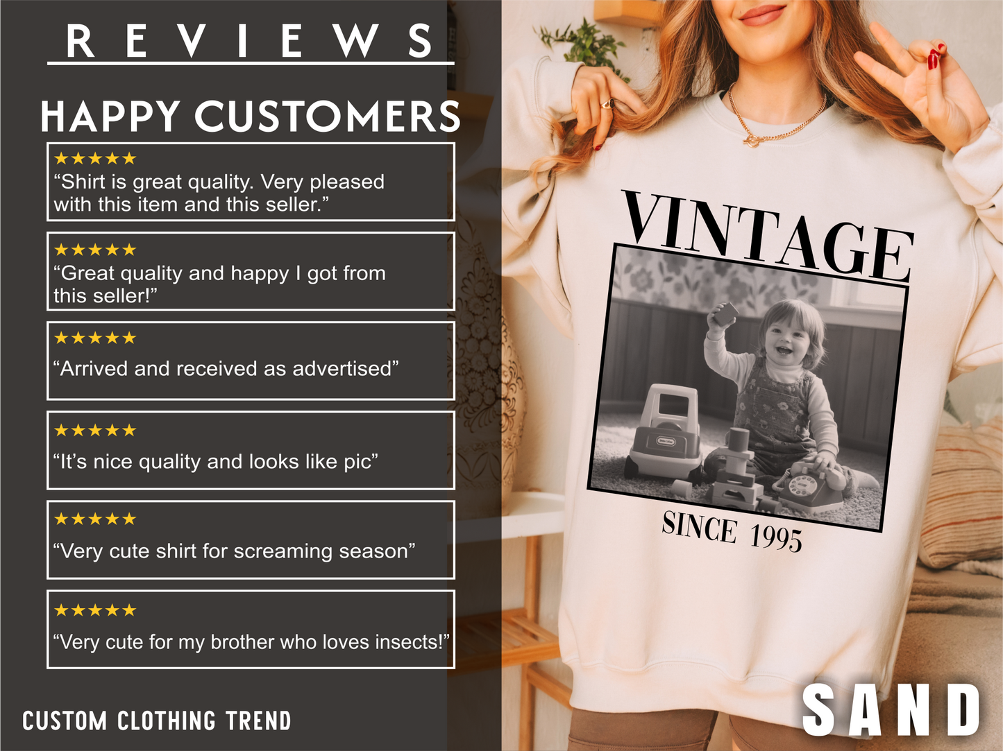 Personalised Vintage Photo Sweatshirt, Custom Photo Birthday Shirt, Vintage 30th Birthday Shirt, 40th Birthday Gift, Vintage 1995 Sweatshirt