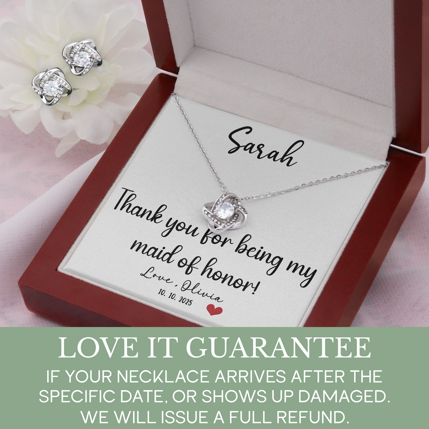 Personalized bridesmaid jewelry set bridesmaid gifts love knot earrings
