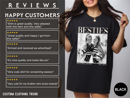 Custom Volleyball Besties Photo Shirt, Vintage 90s Custom Bootleg Shirt, Personalized BFF Gift, Birthday Gift For Bestie