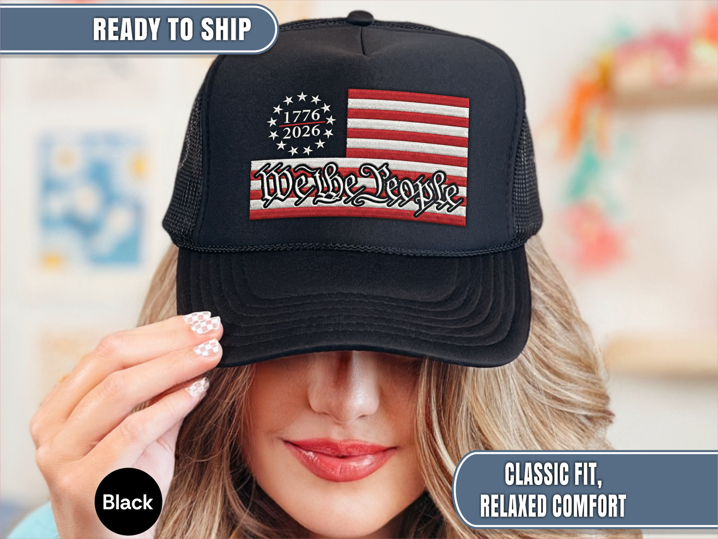 USA 250th Anniversary Embroidered Hat, USA 250 Years Gift, Betsy Ross Flag Cap