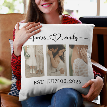 Personalized Couple Photo Pillow – Couple Name with Est. Date