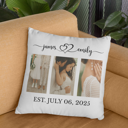 Personalized Couple Photo Pillow – Couple Name with Est. Date