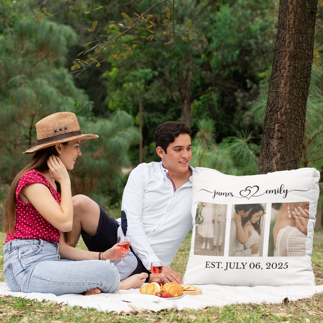 Personalized Couple Photo Pillow – Couple Name with Est. Date