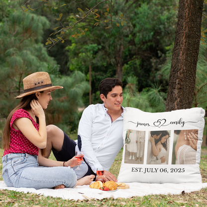Personalized Couple Photo Pillow – Couple Name with Est. Date