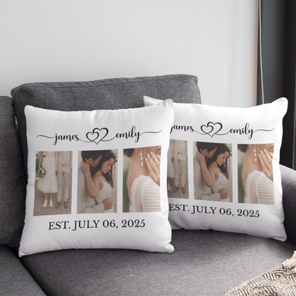 Personalized Couple Photo Pillow – Couple Name with Est. Date