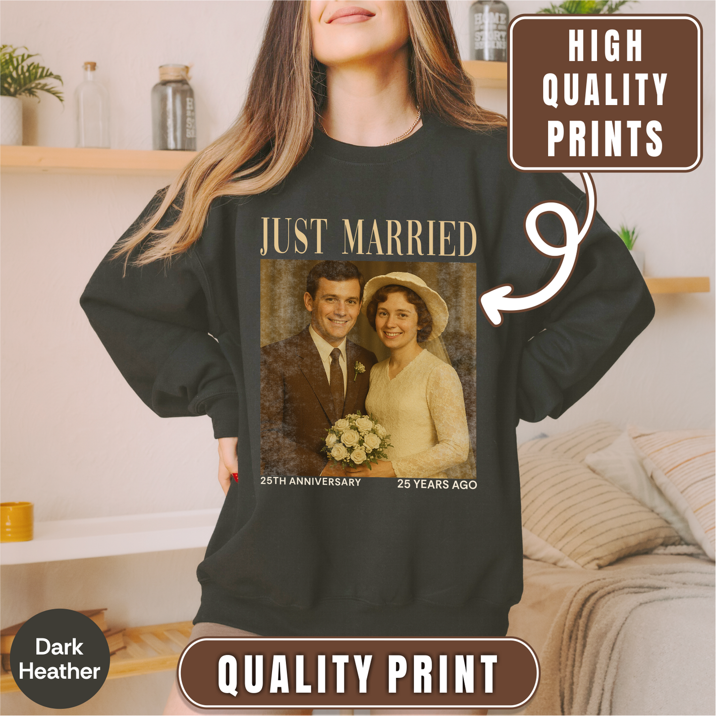 Personalized 25th Anniversary Photo Shirt, Custom 25th & 50th Wedding Gift for Couples & Parents, 50th wedding anniversary gift