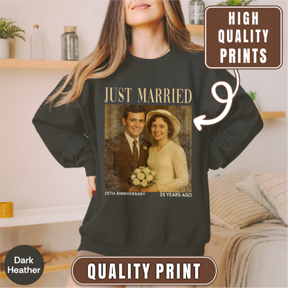 Personalized 25th Anniversary Photo Shirt, Custom 25th & 50th Wedding Gift for Couples & Parents, 50th wedding anniversary gift