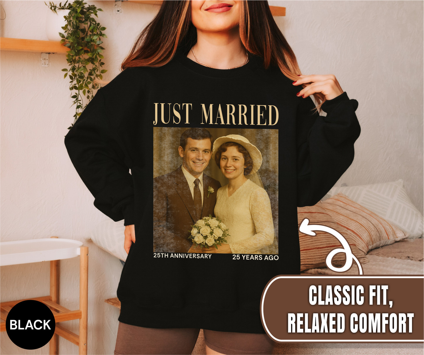 Personalized 25th Anniversary Photo Shirt, Custom 25th & 50th Wedding Gift for Couples & Parents, 50th wedding anniversary gift
