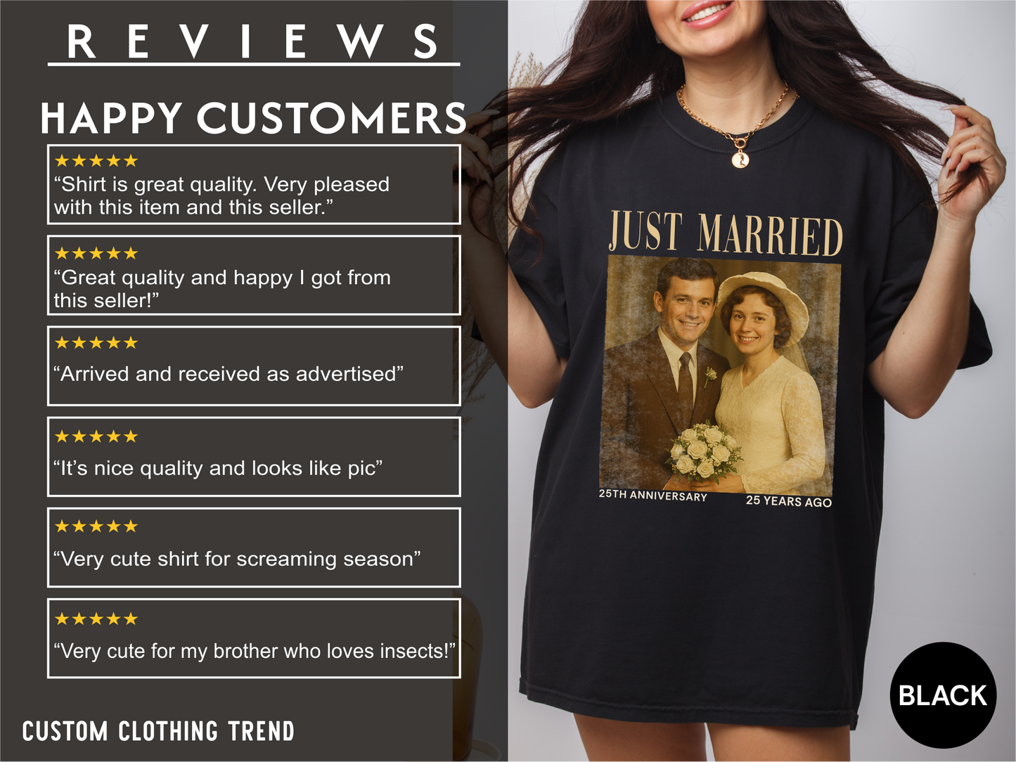 Personalized 25th Anniversary Photo Shirt, Custom 25th & 50th Wedding Gift for Couples & Parents, 50th wedding anniversary gift