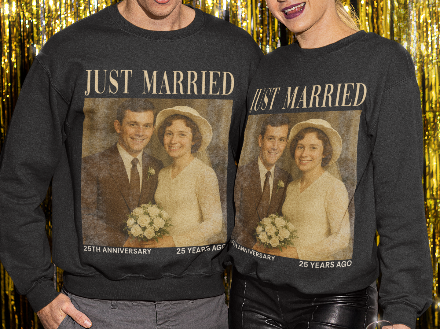 Personalized 25th Anniversary Photo Shirt, Custom 25th & 50th Wedding Gift for Couples & Parents, 50th wedding anniversary gift