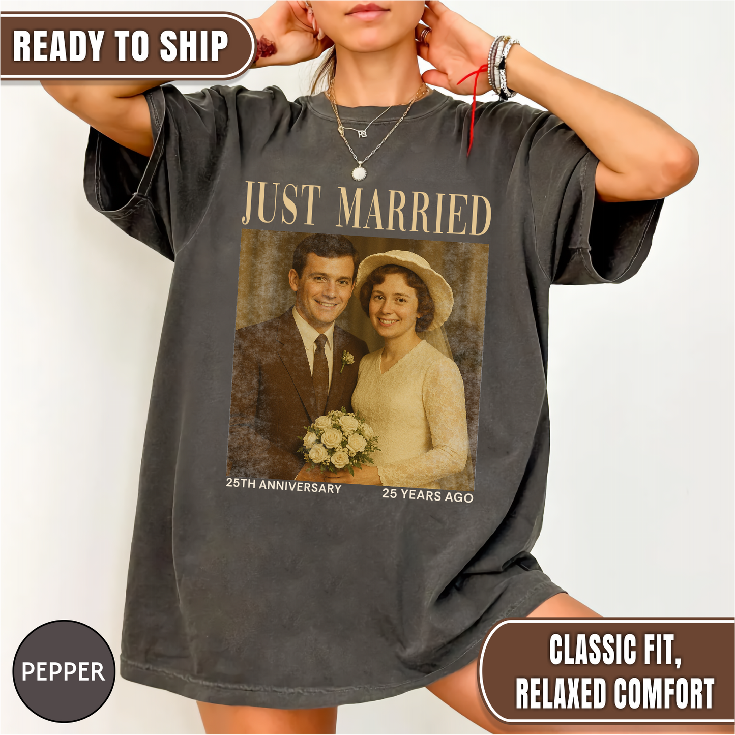 Personalized 25th Anniversary Photo Shirt, Custom 25th & 50th Wedding Gift for Couples & Parents, 50th wedding anniversary gift