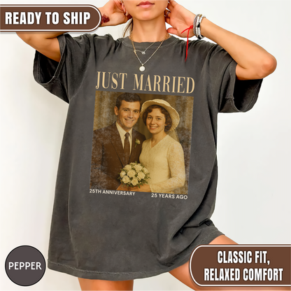 Personalized 25th Anniversary Photo Shirt, Custom 25th & 50th Wedding Gift for Couples & Parents, 50th wedding anniversary gift