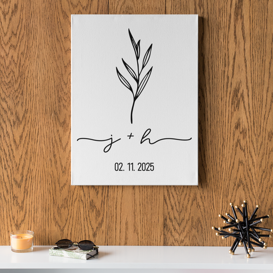 Personalized Couple Initials Canvas Art – Wedding & Anniversary Date