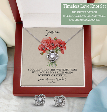 Personalized Bridesmaid Jewelry Set – Birth Flower, Name & Message Card
