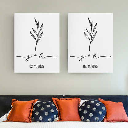 Personalized Couple Initials Canvas Art – Wedding & Anniversary Date