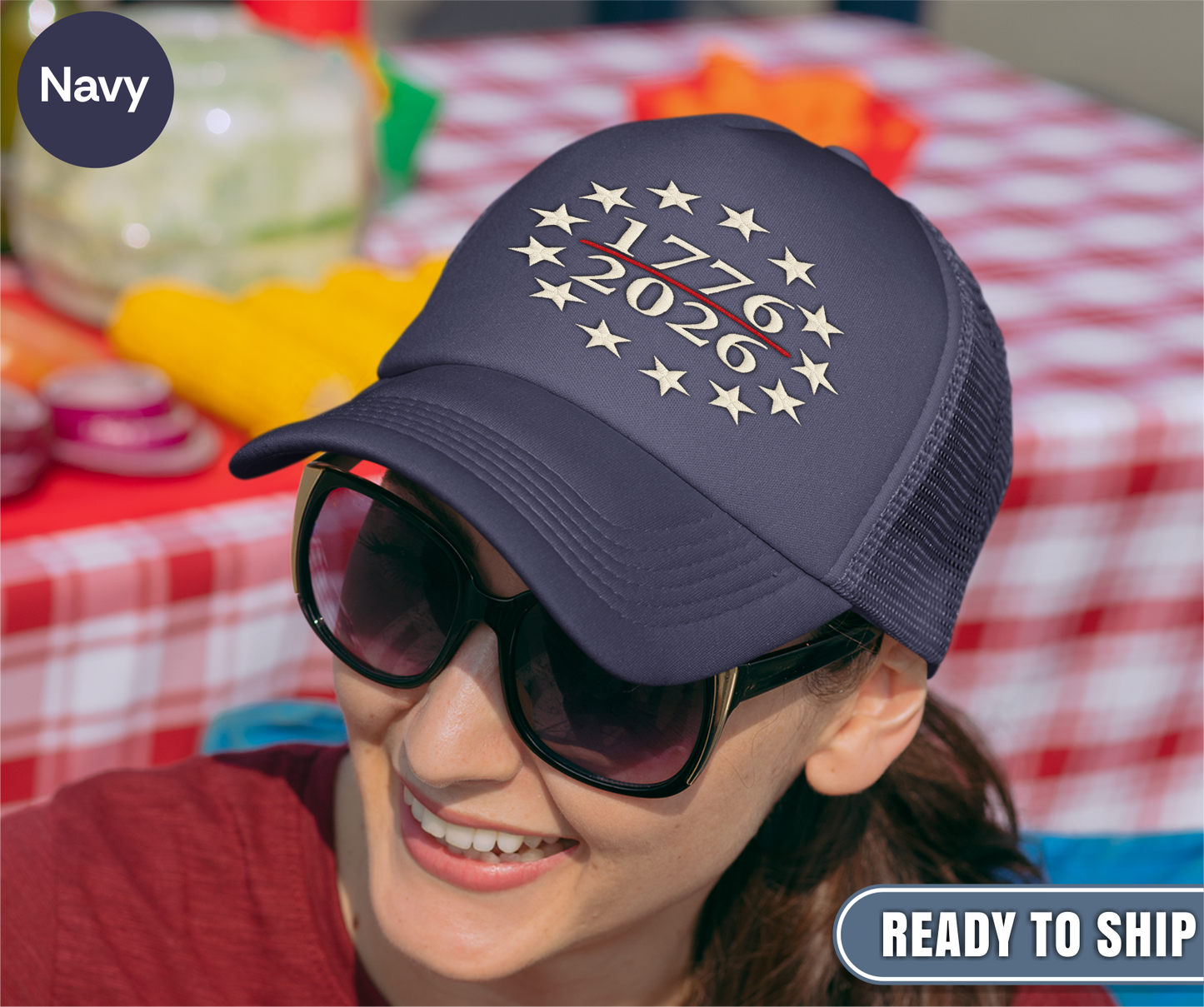 USA 250th Anniversary Embroidered Hat, 1776 2026 Patriotic Trucker Cap