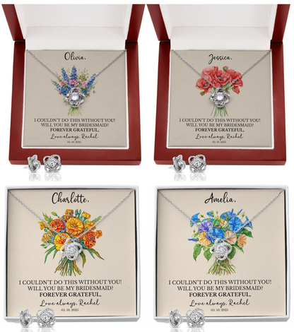 Personalized Bridesmaid Jewelry Set – Birth Flower, Name & Message Card