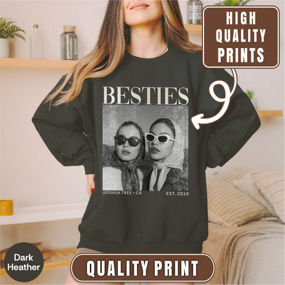 Custom Besties Photo Shirt, Vintage 90s Custom Bootleg Shirt, Personalized BFF Gift, Birthday Gift For Bestie, Bridal Shower Shirt