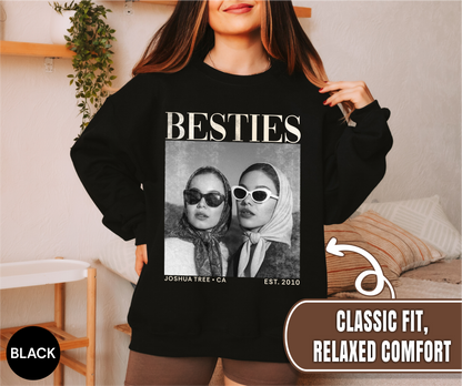 Custom Besties Photo Shirt, Vintage 90s Custom Bootleg Shirt, Personalized BFF Gift, Birthday Gift For Bestie, Bridal Shower Shirt
