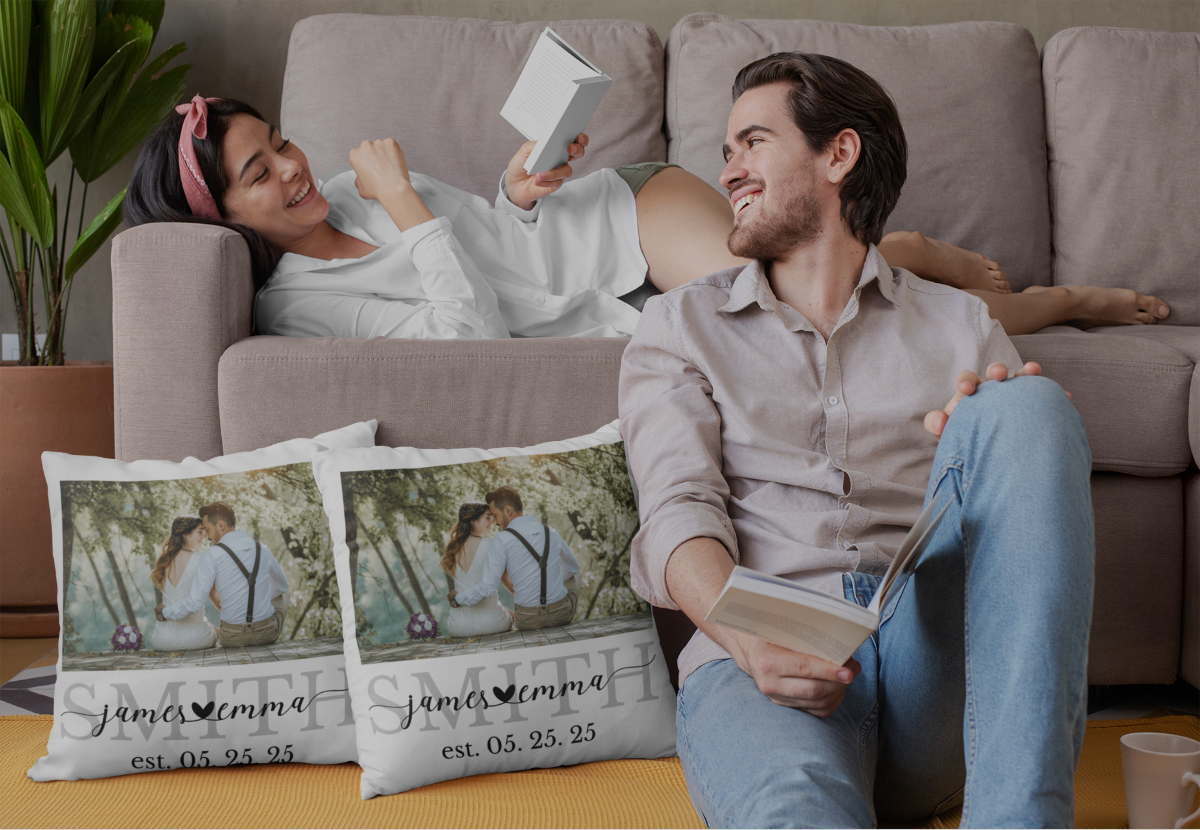 Personalized Couple Wedding Photo Memorial Throw Pillow Cover, Custom Couple Wedding Gifts Pillow Cover, Wedding Photo Gift, Memorial or Anniversary Keepsake