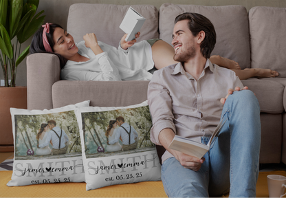 Personalized Couple Wedding Photo Memorial Throw Pillow Cover, Custom Couple Wedding Gifts Pillow Cover, Wedding Photo Gift, Memorial or Anniversary Keepsake
