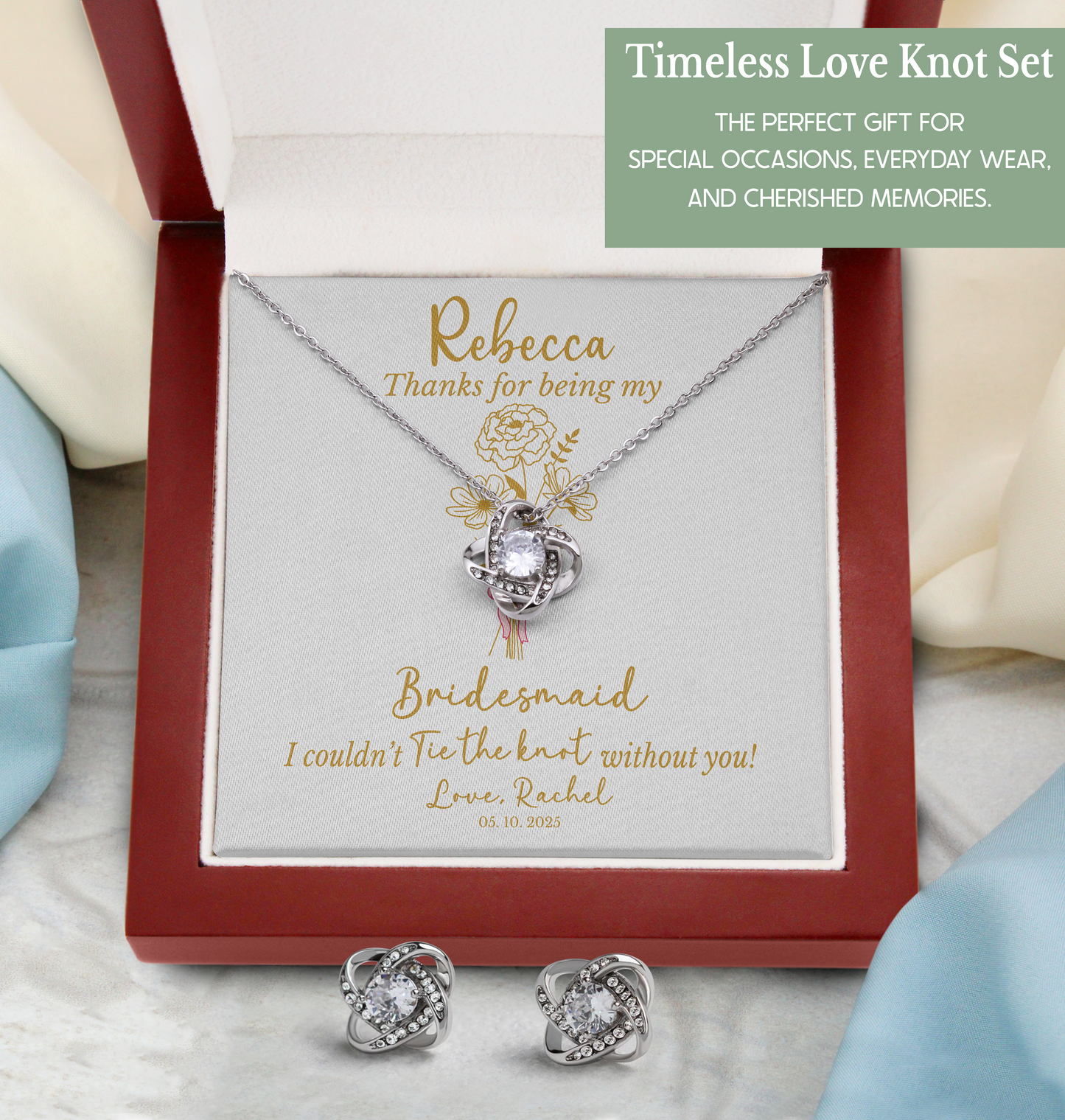 Personalized Bridesmaid Jewelry Set – Birth Flower, Name & Message Card