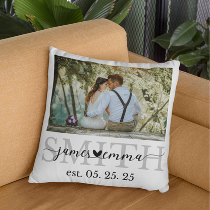 Personalized Couple Wedding Photo Memorial Throw Pillow Cover, Custom Couple Wedding Gifts Pillow Cover, Wedding Photo Gift, Memorial or Anniversary Keepsake