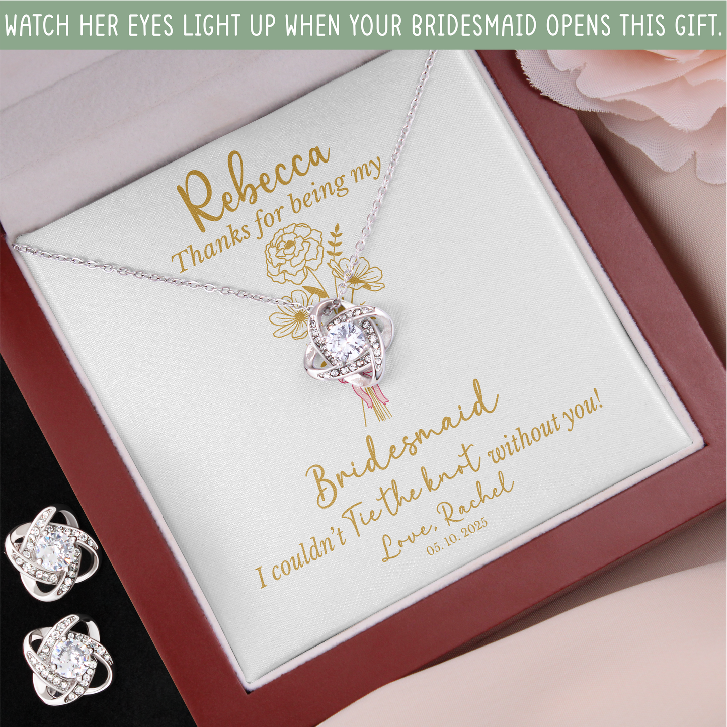 Personalized Bridesmaid Jewelry Set – Birth Flower, Name & Message Card
