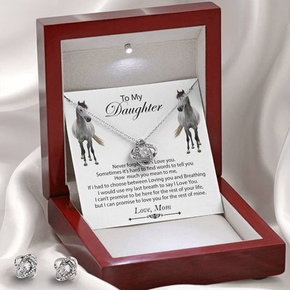 To My Daughter Love Knot Necklace & Earring Set Gift