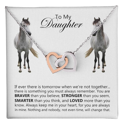 To My Daughter Horse Interlocking Hearts Necklace