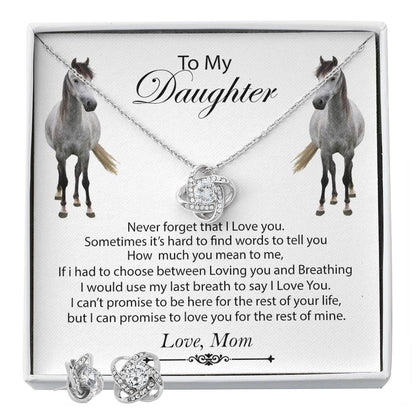 To My Daughter Love Knot Necklace & Earring Set Gift