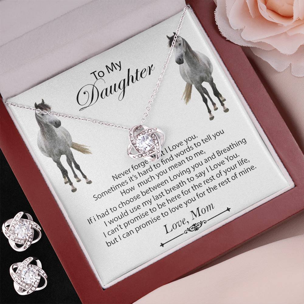 To My Daughter Love Knot Necklace & Earring Set Gift